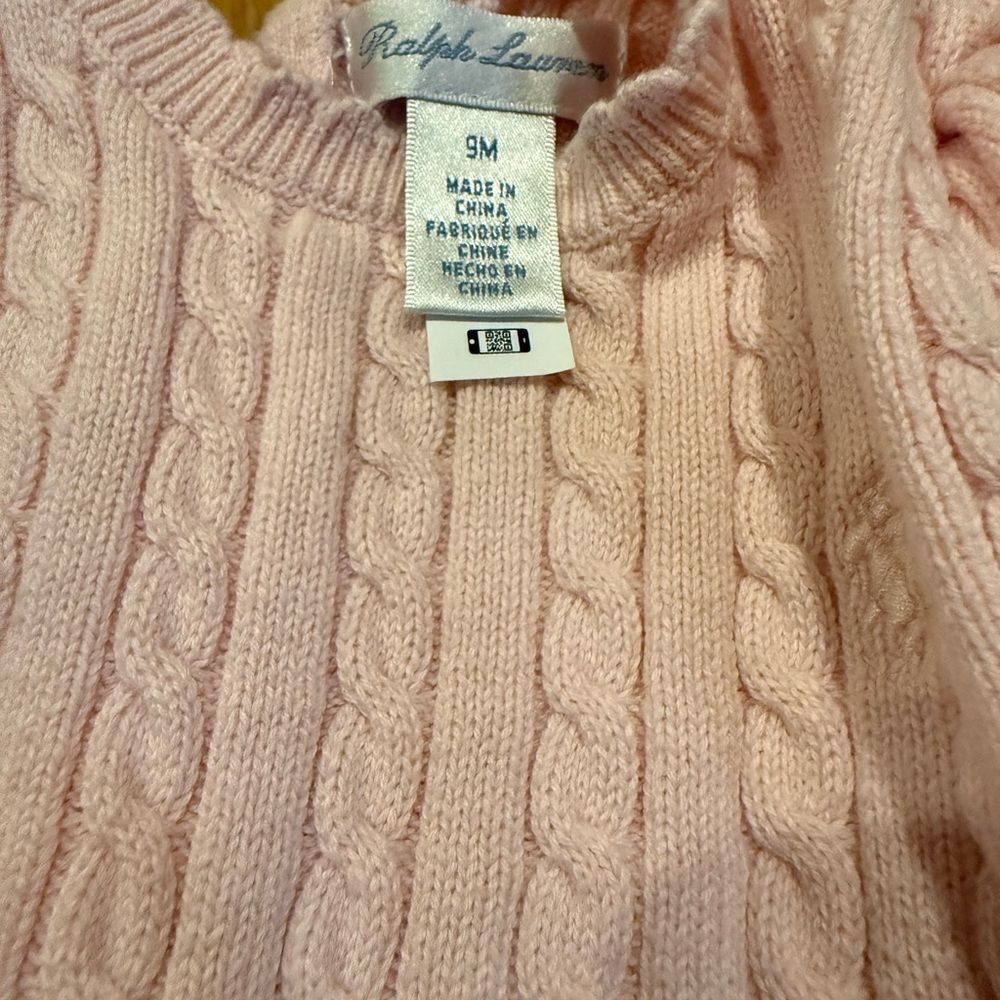 Ralph Lauren Pink Cable Knit Baby Girl Dress Size 9 months - Picture 6 of 7